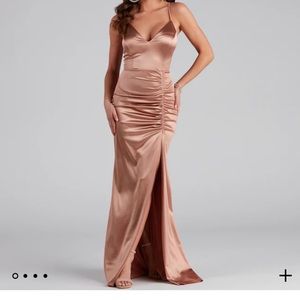 Satin Rose Gold mermaid dress size small new with tags
